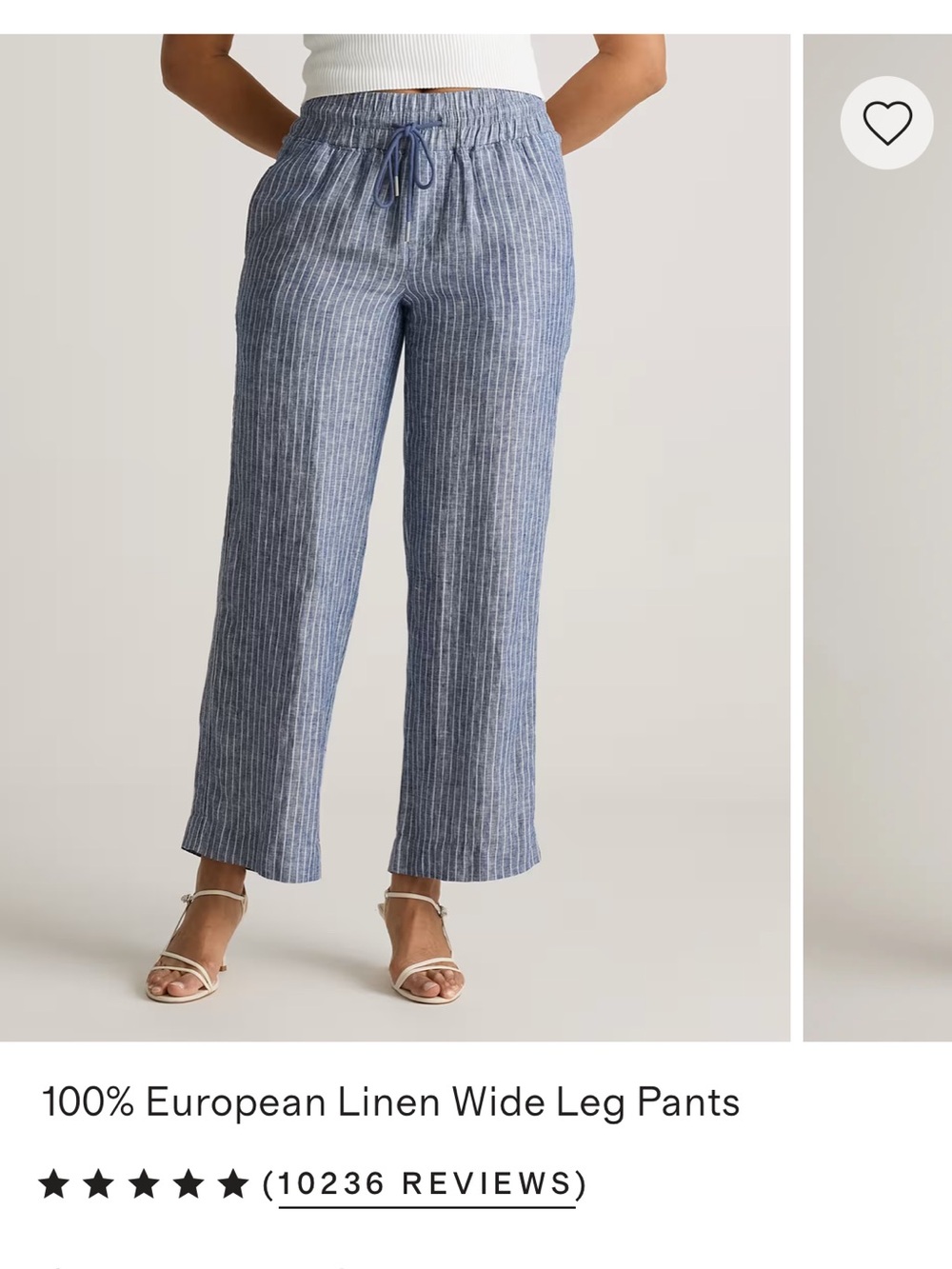 Quince 100% European Linen Wide Leg Pants in Chambray Stripe
